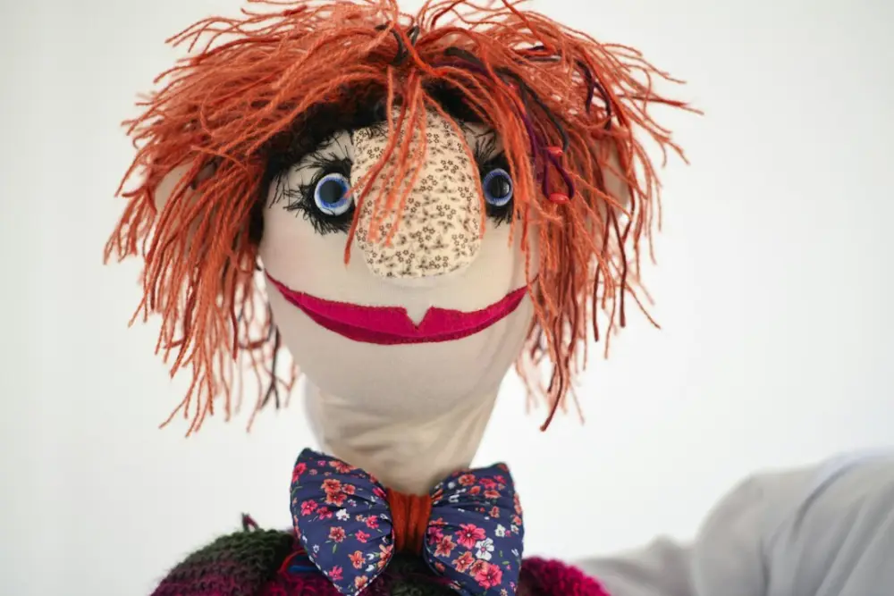 Closeup photo of puppet, illustrating exploring character voices and motivations